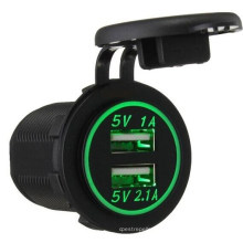 Adaptador de carregador LED Dual USB com soquete de isqueiro 12V 24V 3.1A